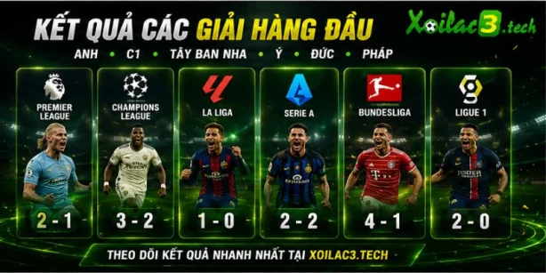 Kết quả các giải đấu hàng đầu